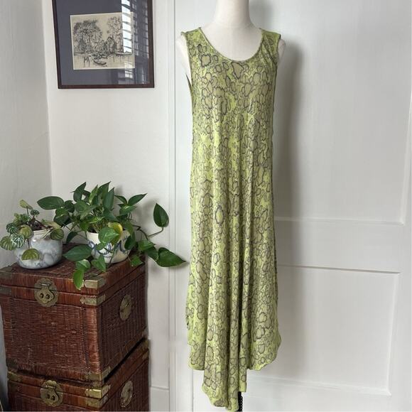 Vintage Dresses & Skirts - Vintage Funky Green Dyed Midi Dress